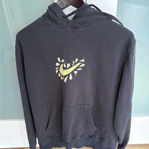 Nike Black Hoodie with Yellow and Pink Design